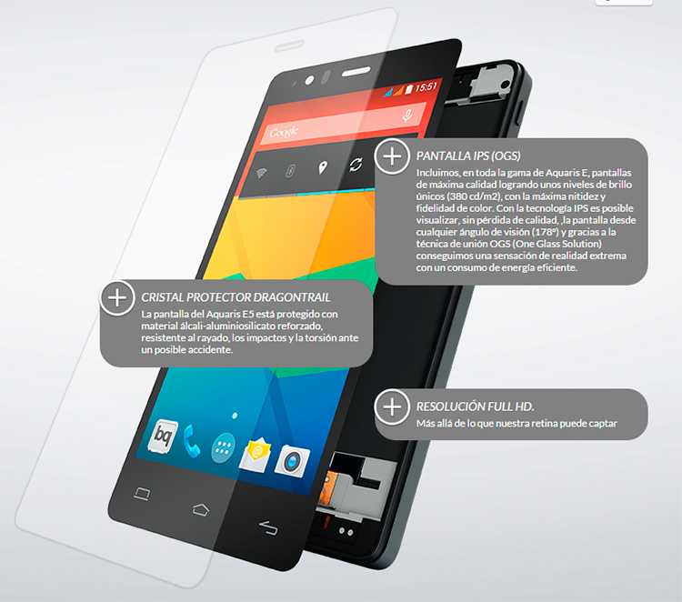 bq Aquaris E5 Smartphone pantalla