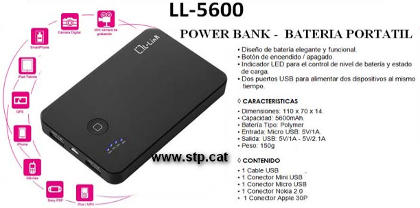 cargador de baterias portatil ll-5600l-link