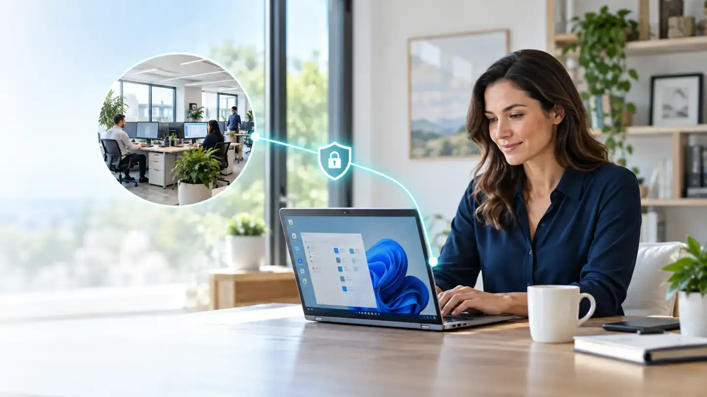 Professional connectant-se de forma segura als serveis de l’empresa